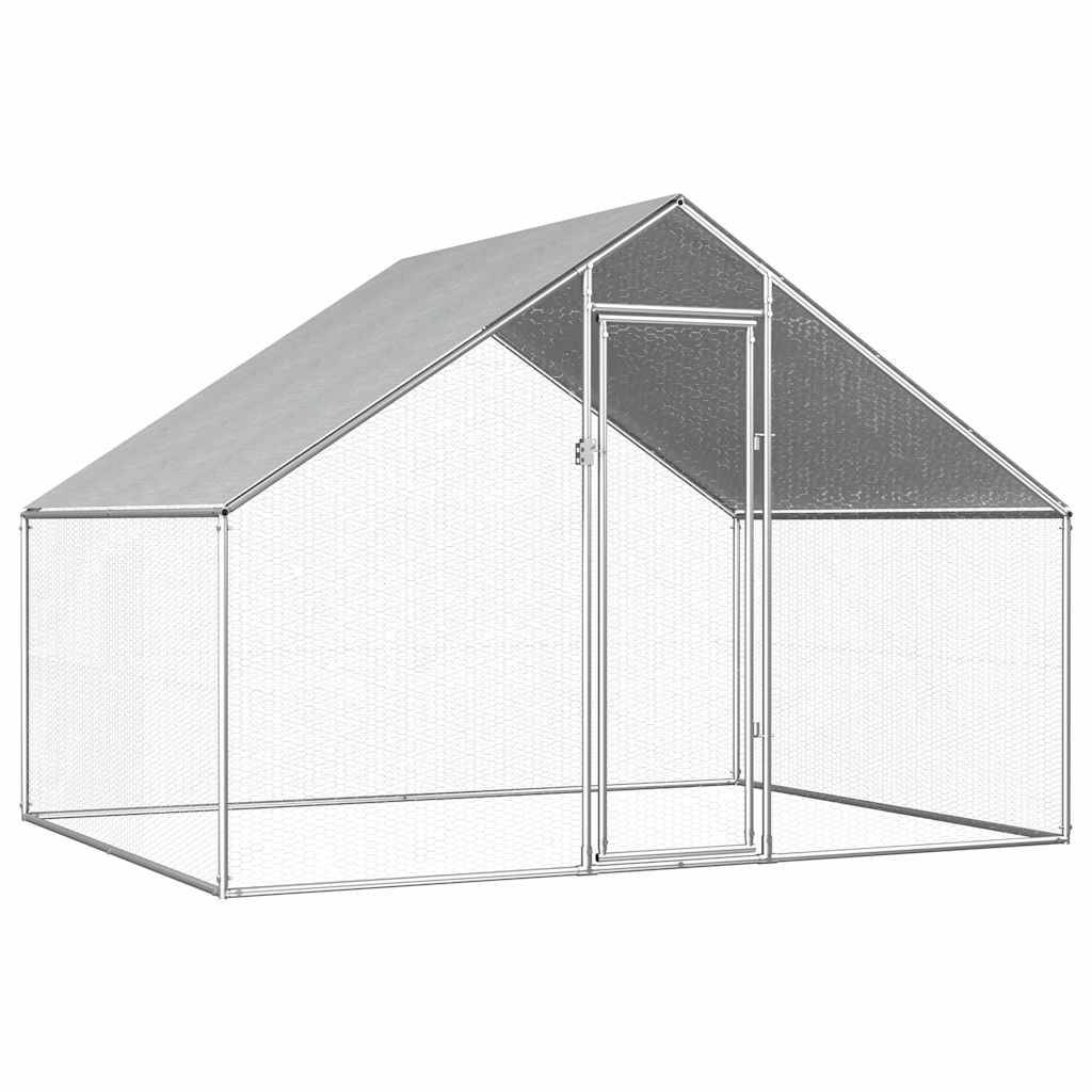 Enclos poulailler extérieur 2x2.75m en acier galvanisé avec bâche de toit – ComfortXL Outdoor Living - Image 1