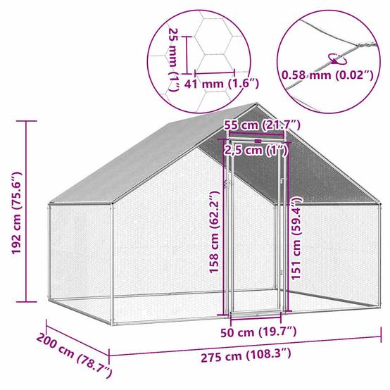 Enclos poulailler extérieur 2x2.75m en acier galvanisé avec bâche de toit – ComfortXL Outdoor Living - Image 6