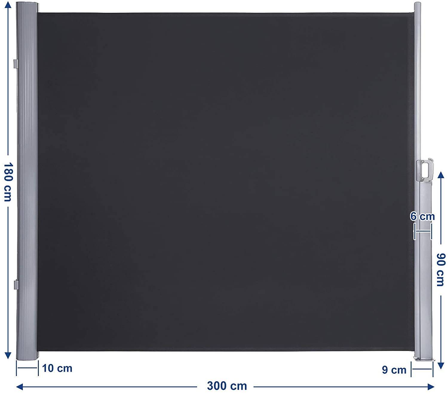 Helloshop26 - Store latéral extractible brise vue pare soleil certifié par tissus en polyester 280 g gris foncé 180 x 300 gris foncé - Imagen 2
