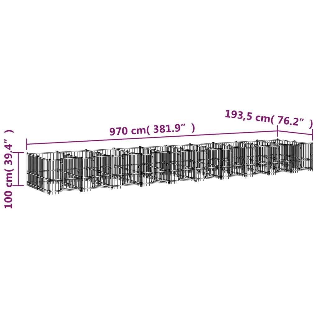 Vidaxl - Chenil d'extérieur pour chiens Acier 18,77 m² vidaXL 3124587 - Imagen 3