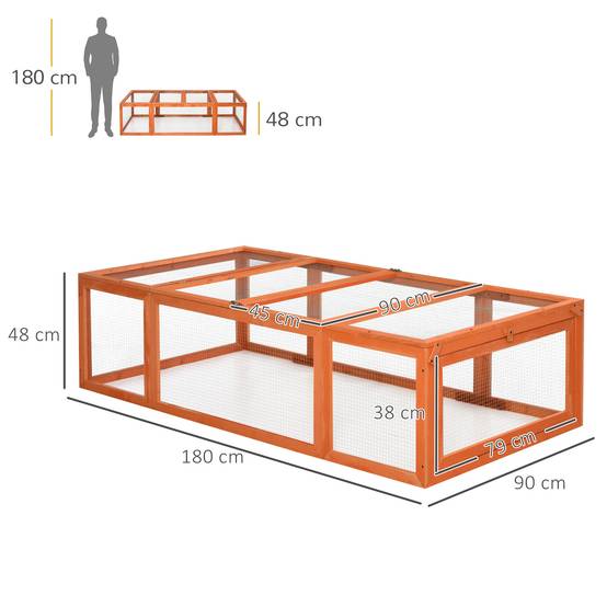 Clapier lapin extérieur cage cochon d'Inde toit ouvrable et portes verrouillables 180 x 90 x 48 cm jaune - Image 5