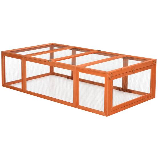 Clapier lapin extérieur cage cochon d'Inde toit ouvrable et portes verrouillables 180 x 90 x 48 cm jaune - Image 9
