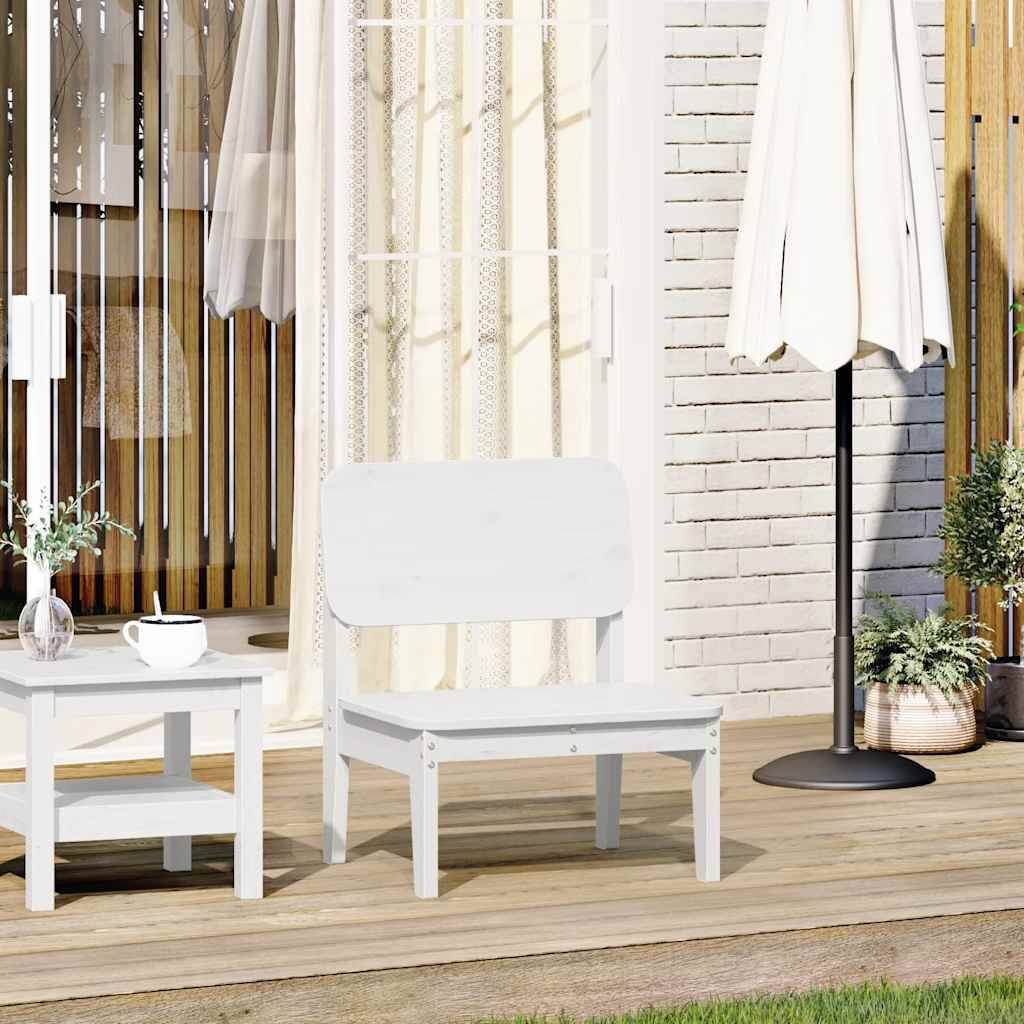 Chaise de jardin - Chaise d'extérieur - Fauteuil de jardin blanc 60x52,5x72 cm bois de pin massif - Image 2