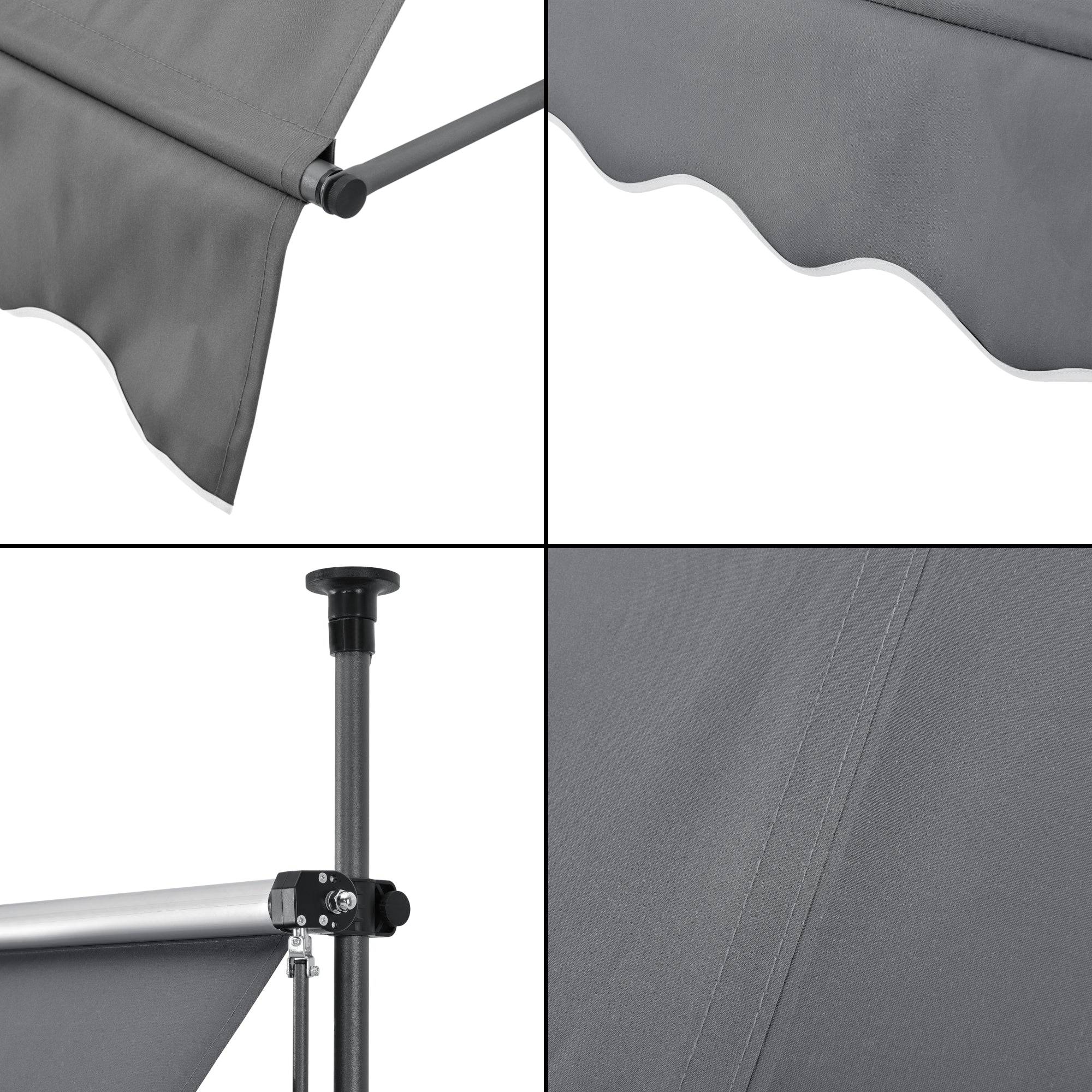 Helloshop26 - Store banne téléscopique acier polyester 400 x 120 x 200-300 cm gris ardoise - Imagen 5