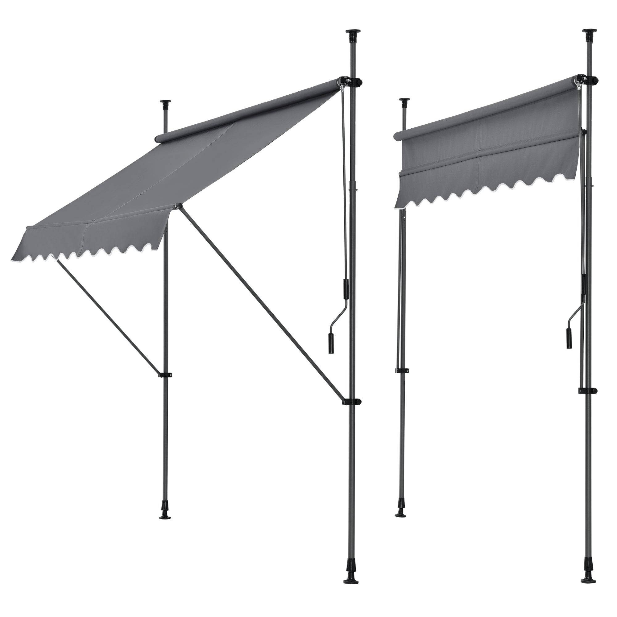 Helloshop26 - Store banne téléscopique acier polyester 400 x 120 x 200-300 cm gris ardoise - Imagen 1