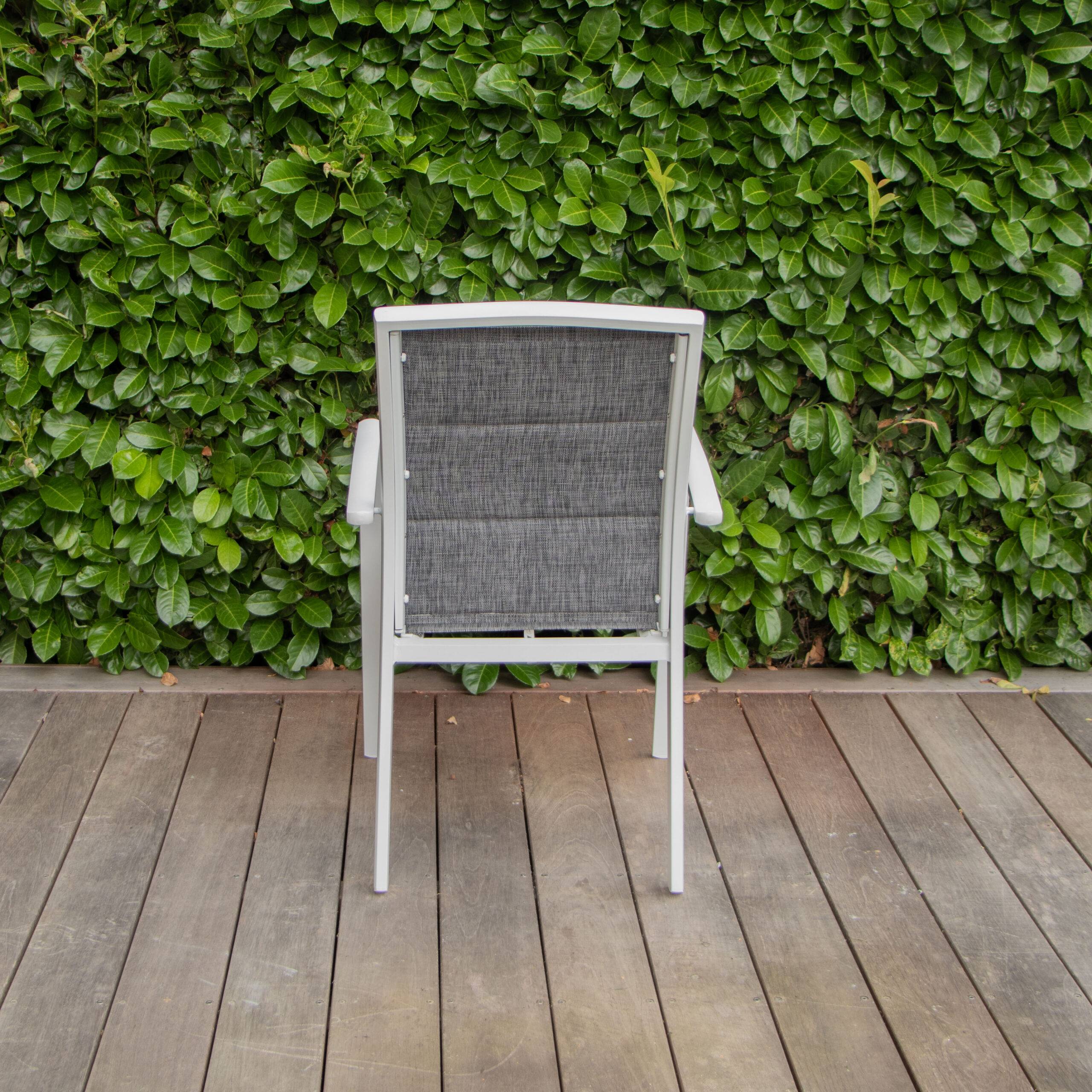 Wilsa Garden - Fauteuil Modulo structure aluminium blanche, assise en textilène coloris gris chiné - Imagen 4