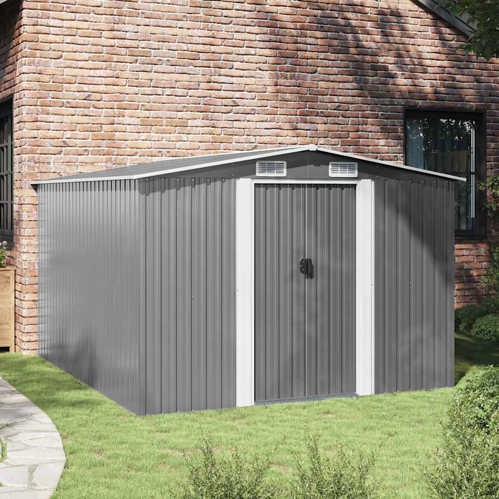 Vidaxl - Abri de jardin 257x298x178 cm Métal Gris 7.7m² vidaXL 143341 - Image 4
