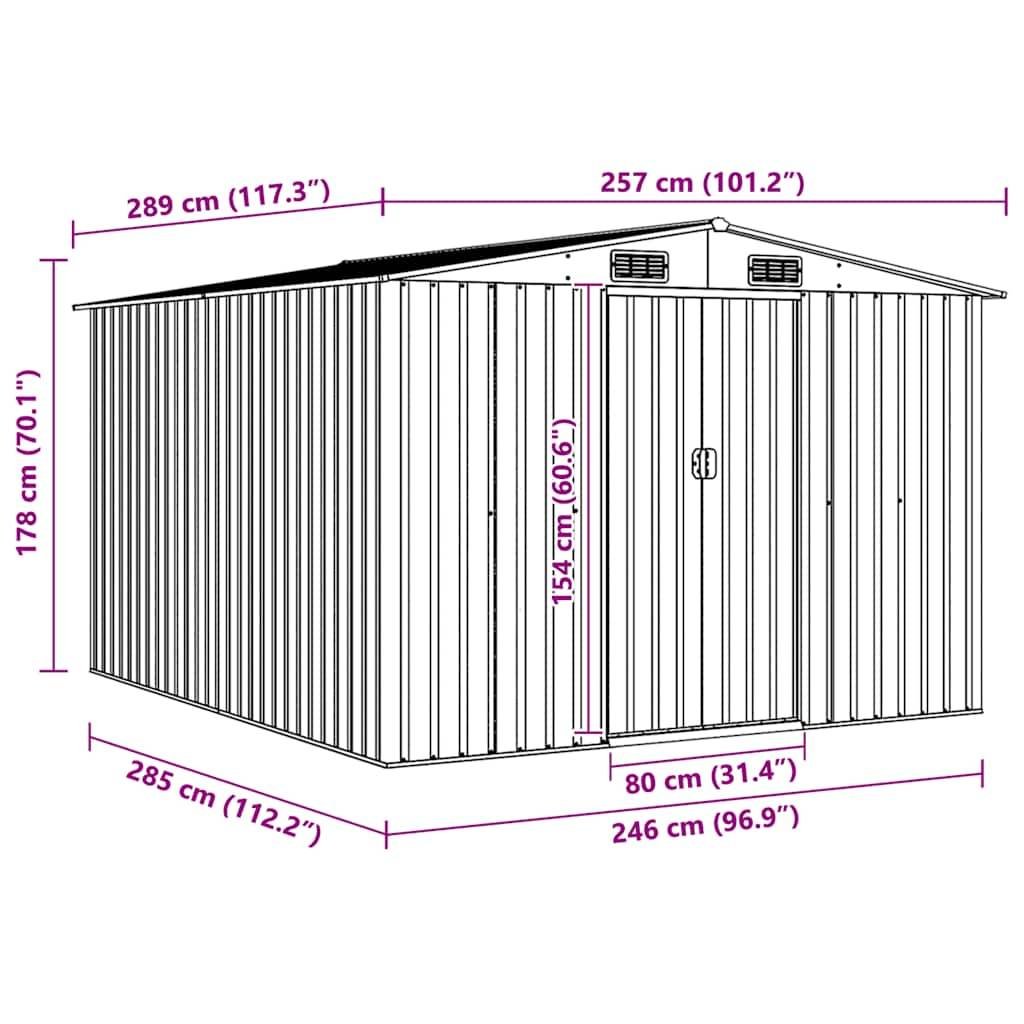 Vidaxl - Abri de jardin 257x298x178 cm Métal Gris 7.7m² vidaXL 143341 - Image 3