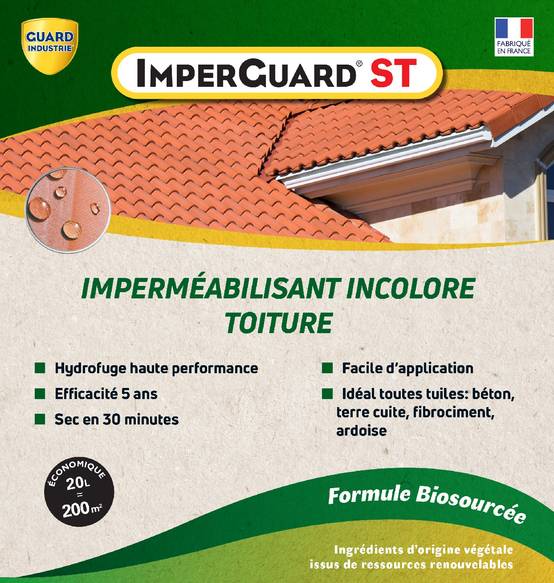 Imperméabilisant Toit Incolore Haute Performance Formule Végétale ImperGuard Spécial Toit Toute Tuile 5ans Sec 30 min 20L 200m2 - Image 5