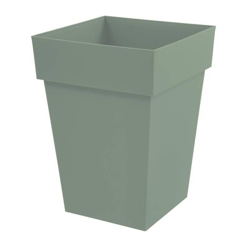 EDA Plastiques - Eda Plastique - Pot De Fleur Mi-haut Carre Toscane - 39 X 39 X H 53 Cm - 51 L - Vert Laurier - Imagen 1