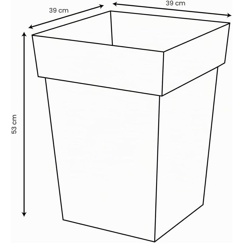 EDA Plastiques - Eda Plastique - Pot De Fleur Mi-haut Carre Toscane - 39 X 39 X H 53 Cm - 51 L - Vert Laurier - Imagen 4