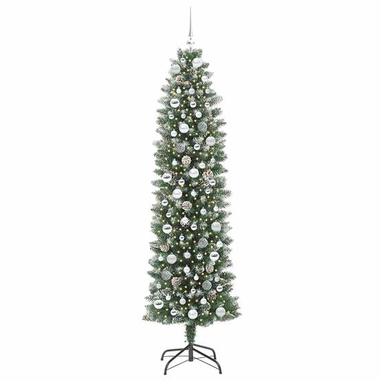 ComfortXL - Sapin Artificiel Haut et Fin 210 cm Floconné, avec Guirlande 300 LED et 120 Boules – ComfortXL Outdoor Living - Image 3
