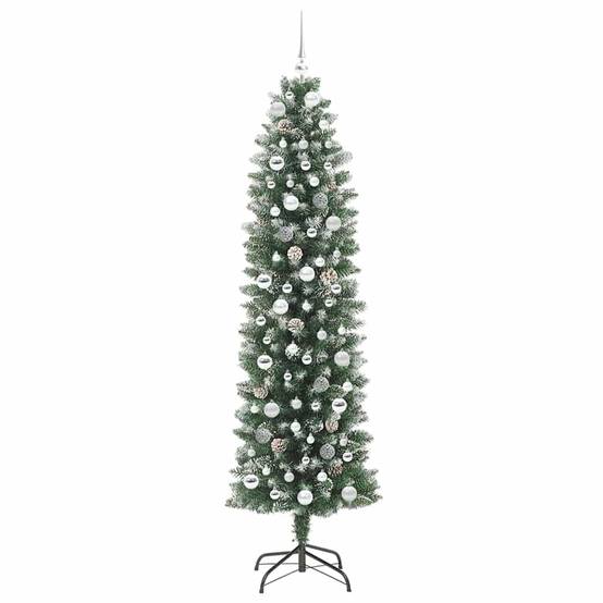 ComfortXL - Sapin Artificiel Haut et Fin 210 cm Floconné, avec Guirlande 300 LED et 120 Boules – ComfortXL Outdoor Living - Image 4