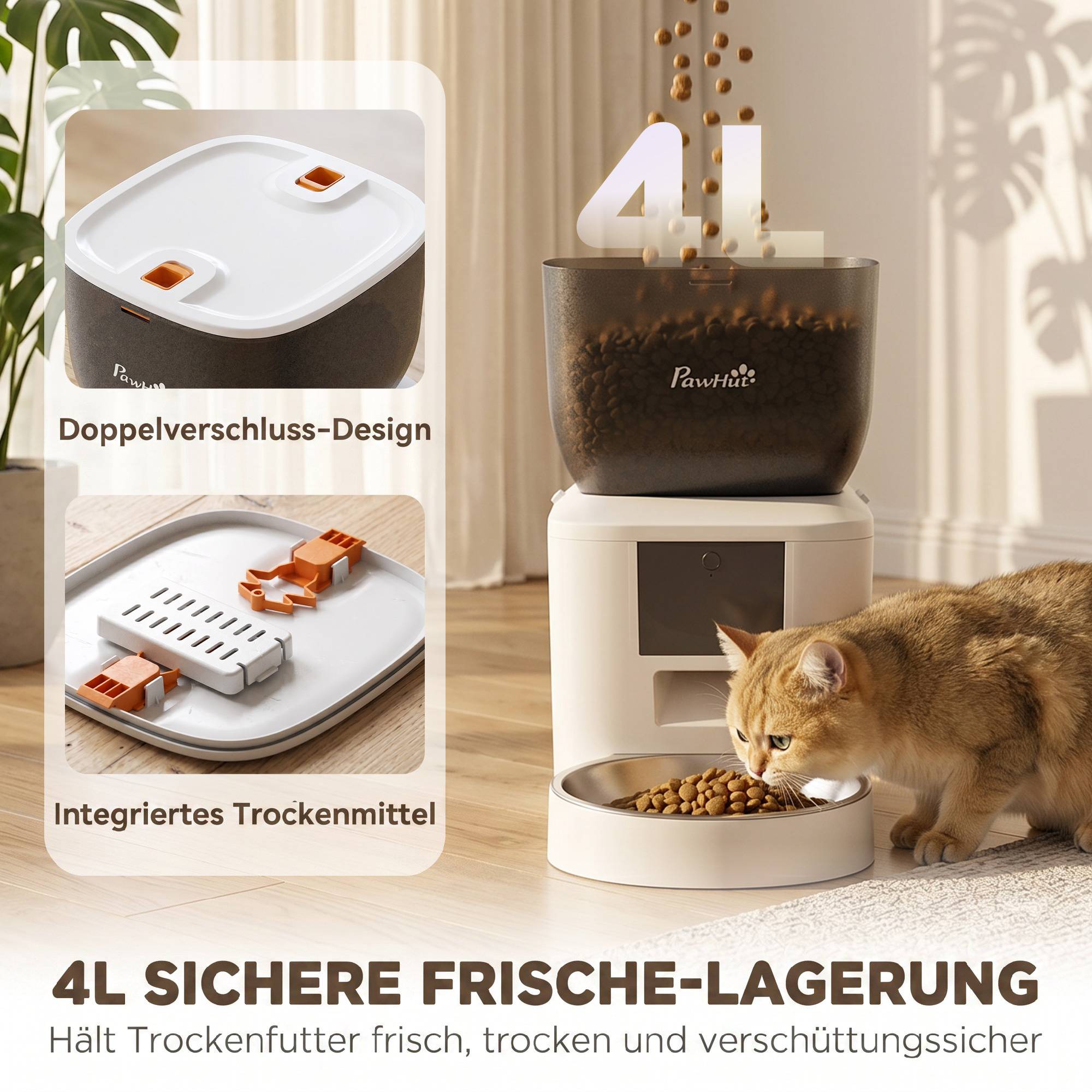 ComfortXL - Distributeur automatique 4 L ABS inox blanc pour chat avec Wi-Fi commande par application et message vocal 10 s - Image 6