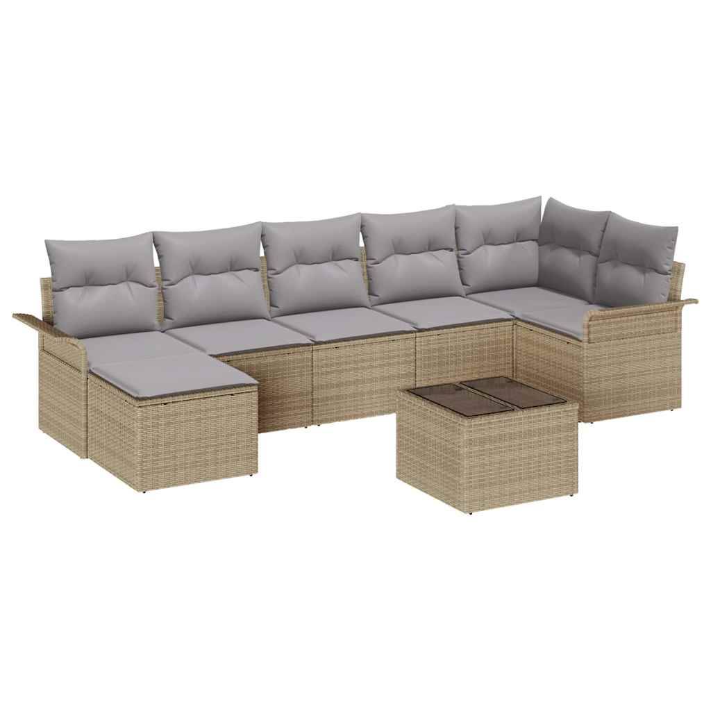 ComfortXL - Salon de Jardin 8 Pièces Poly Rotin Table Hauteur Réglable Pouf et Rangement Intégré Beige – ComfortXL Outdoor Living - Image 2