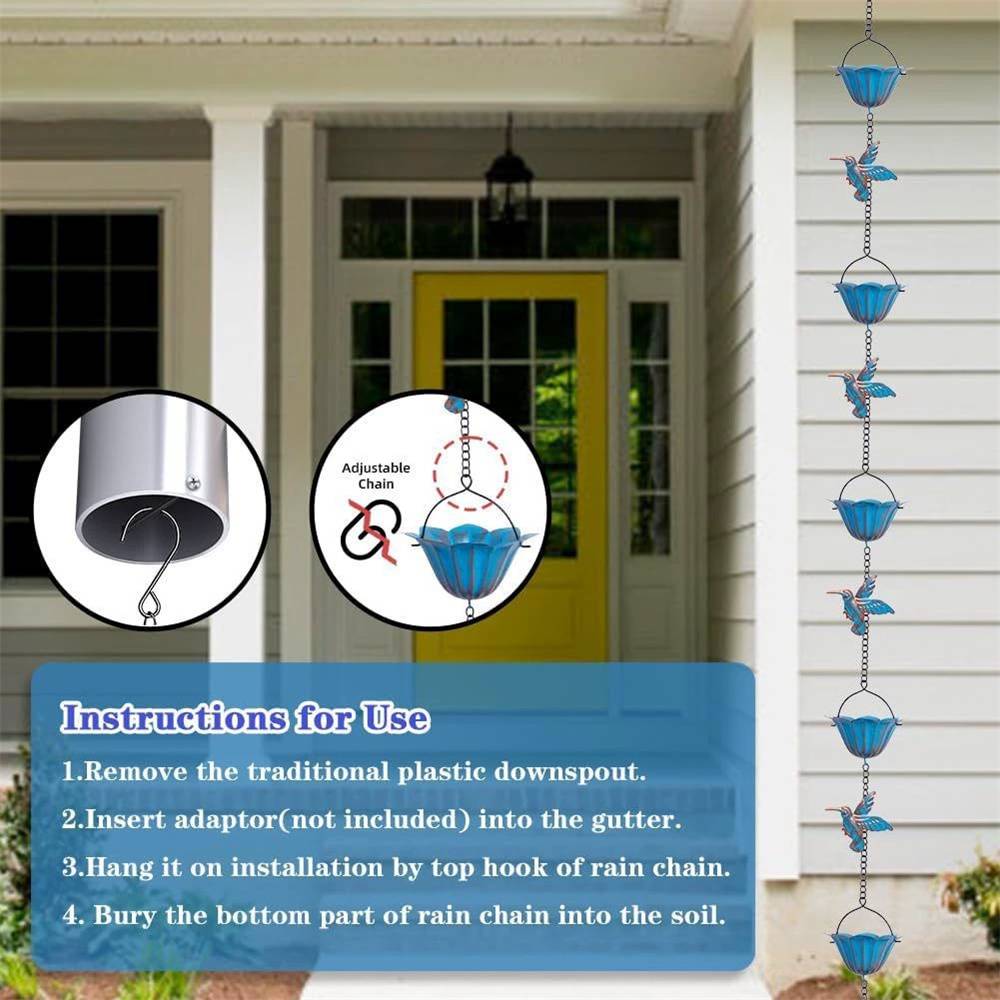 Chaîne De Pluie En Acier Inoxydable Sharplace - Longueur 1 Mètre, Design En Tasses - Pour évacuer L'eau De Gouttière Décorativement