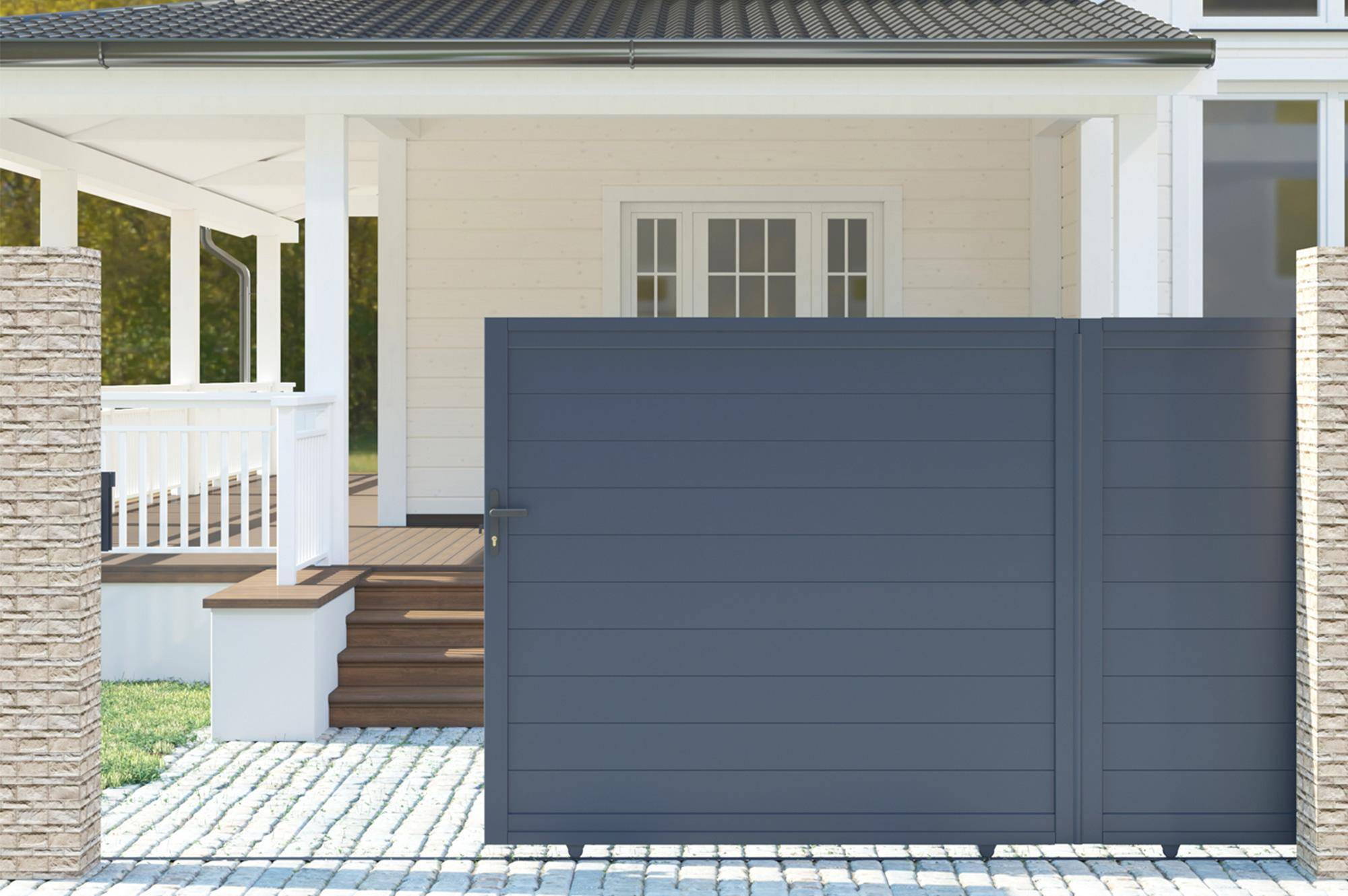 Casanoov Portail coulissant 3 m EIGER H.140 cm aluminium gris - Image 3