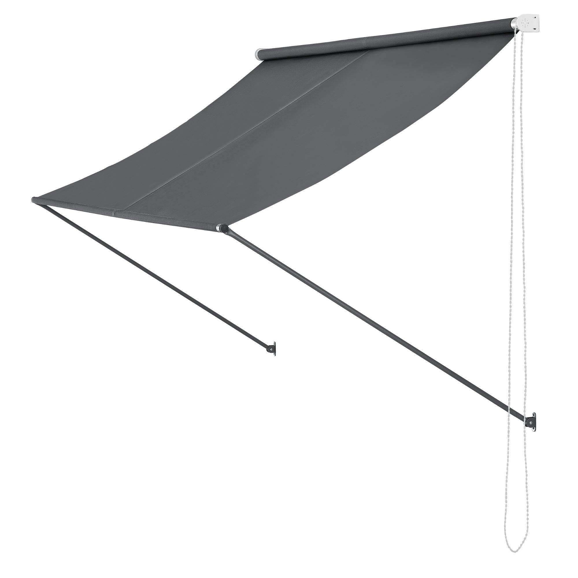 Helloshop26 - Brise-soleil pare-soleil auvent pour fixer au mur rétractable armature en acier 400 x 120 cm gris - Imagen 1