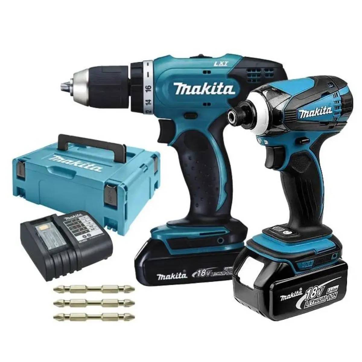 Makita - LOT MAKITA 18V - Perceuse Visseuse DDF453 + Visseuse à chocs DTD146 - MAKITA - Avec 2 batteries 18V3.0Ah - MakPac - DLX2022SJ3 - Imagen 1