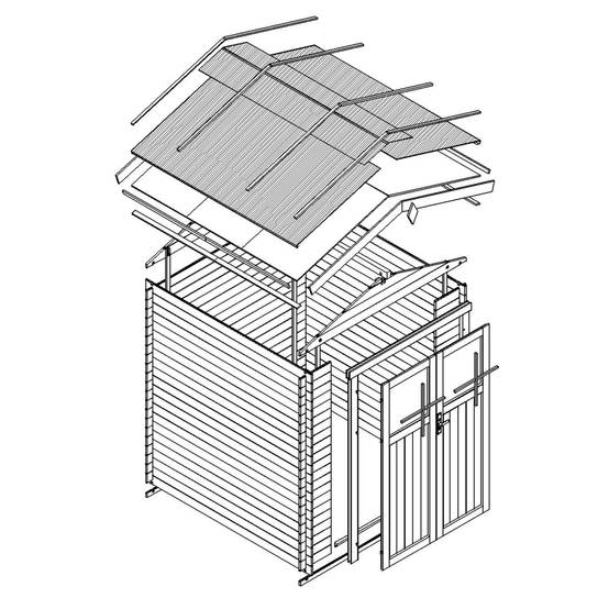 Timbela - Abri de jardin en bois I196xL136xH218 cm / 1.98 m² - Stockage extérieur - Petit abri à outils, Local à vélos - 19 mm d’épaisseur - Timbela M367F - Image 7
