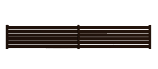 Clôture alu 6 lames modèle ajouré en kit - 2 éléments dim. L4154 mm (poteaux compris) x H675mm Marron RAL 1247