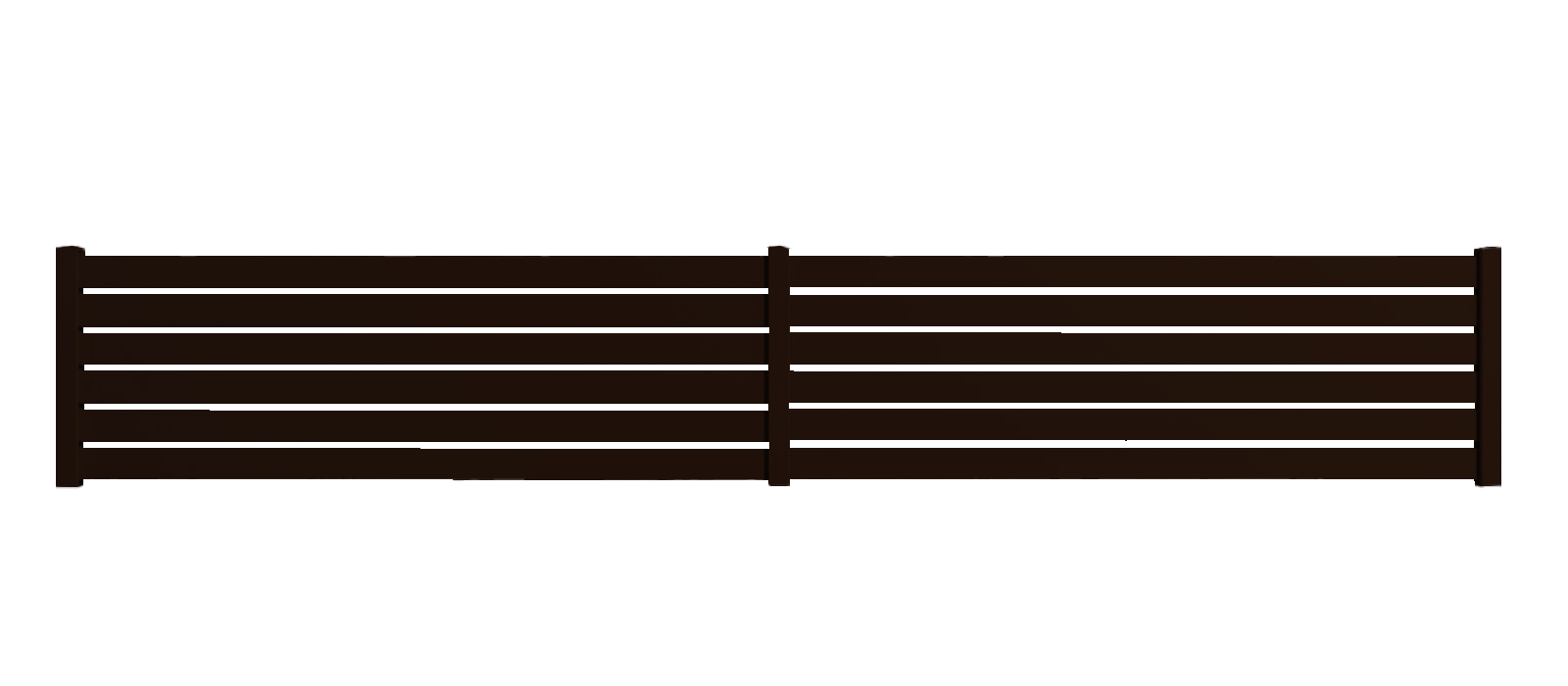 Clôture alu 6 lames modèle ajouré en kit - 2 éléments dim. L4154 mm (poteaux compris) x H675mm  Marron RAL 1247