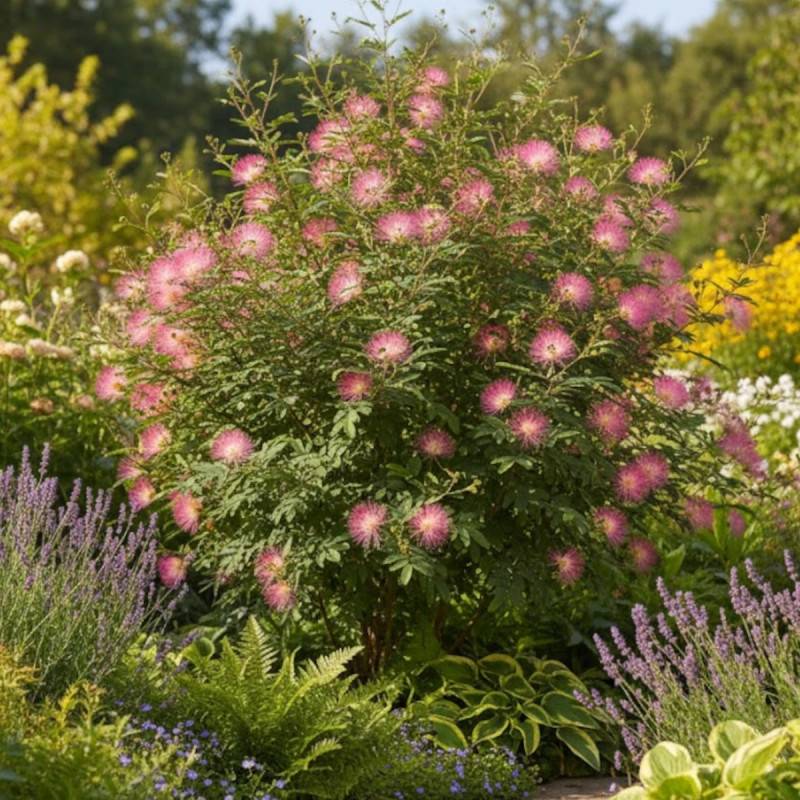 Arbre aux houppettes Dixie Pink, Calliandra à fleurs Rose - feuillage Caduc - Pot de 3L - 40/60 cm-  hauteur à maturité De 1,50 m à 2,00 m - Image 3