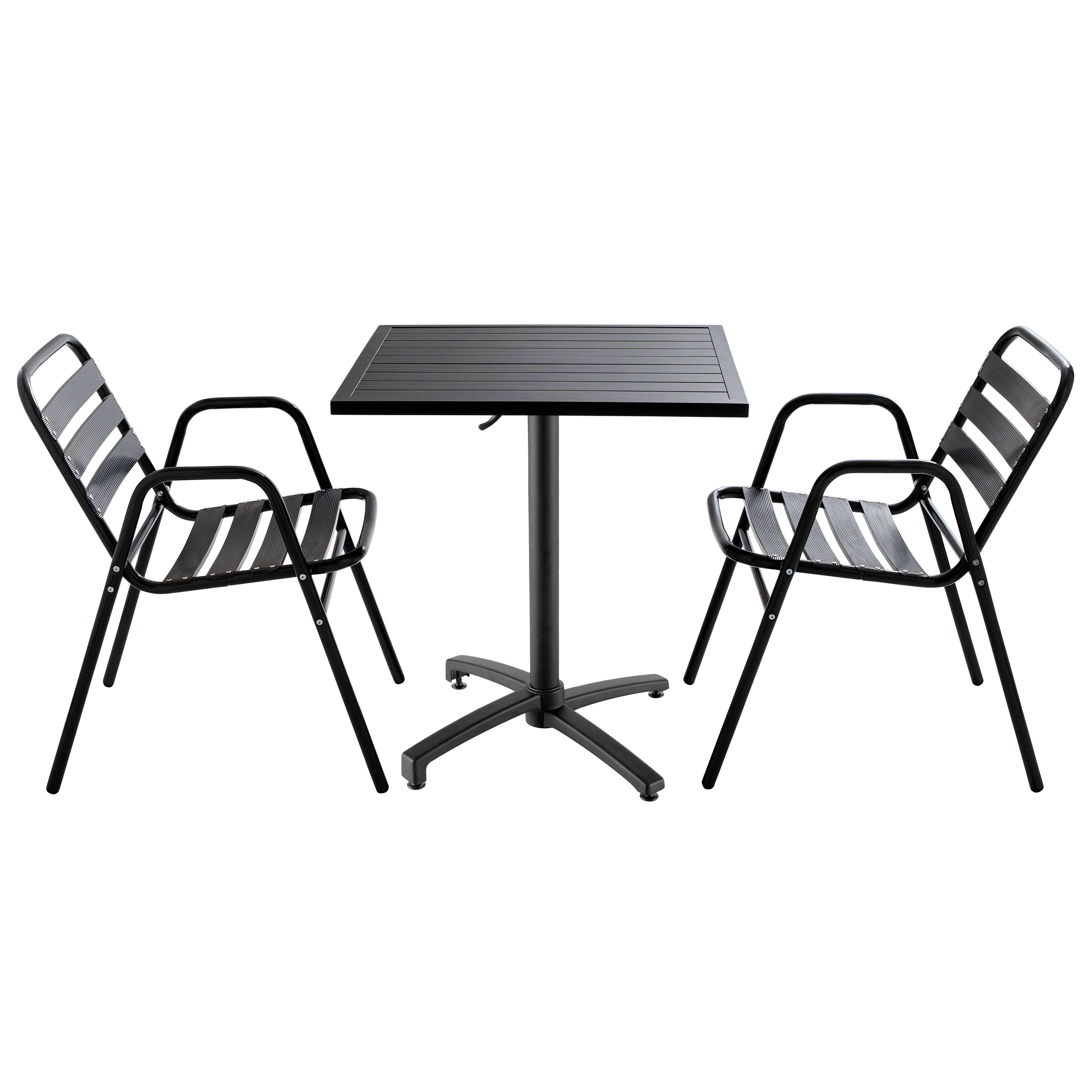 Oviala - Ensemble table de jardin bistrot et 2 chaises en aluminium gris Cardiff - Oviala - Imagen 1