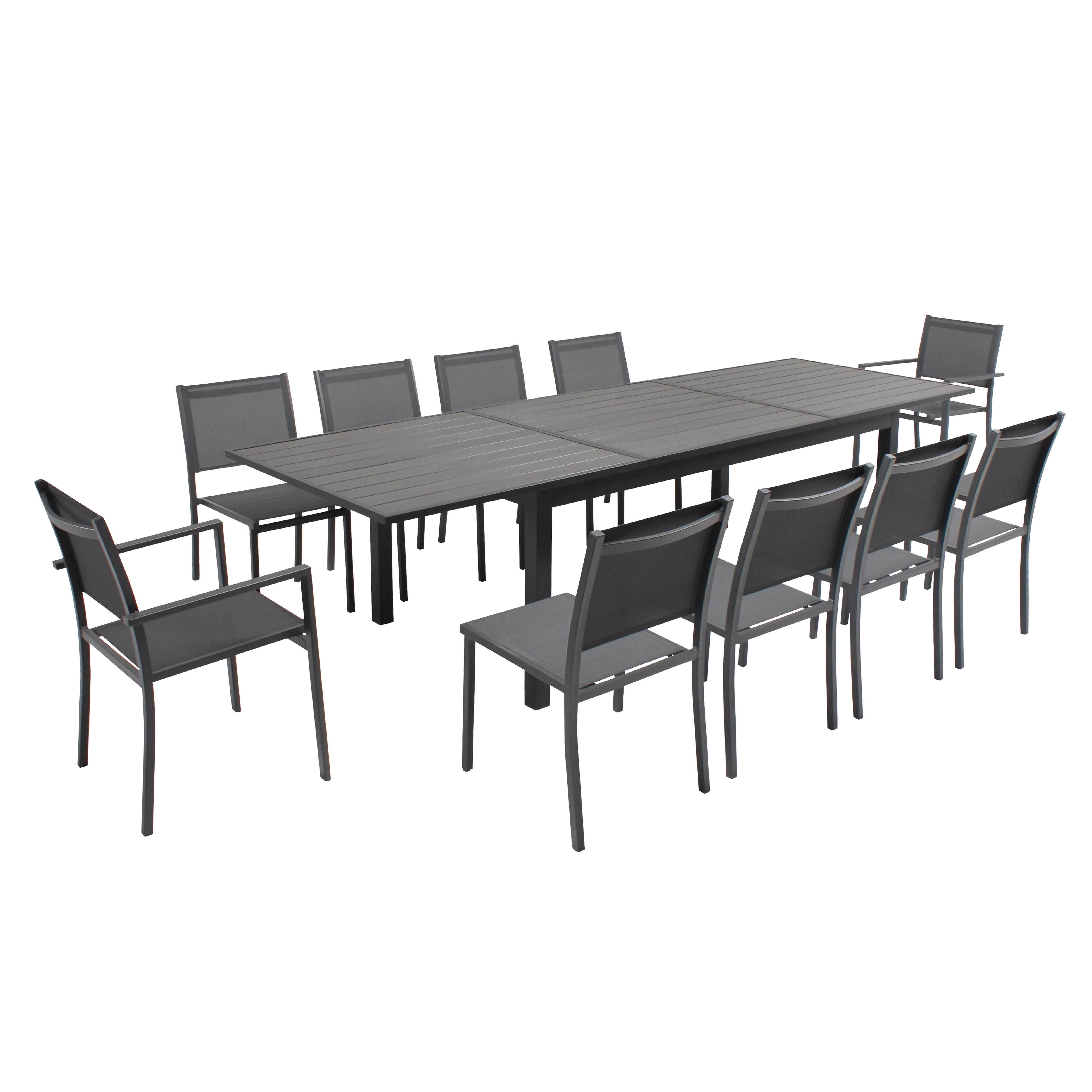 Oviala - Ensemble table de jardin extensible et 10 assises aluminium Nice - Oviala - Imagen 1