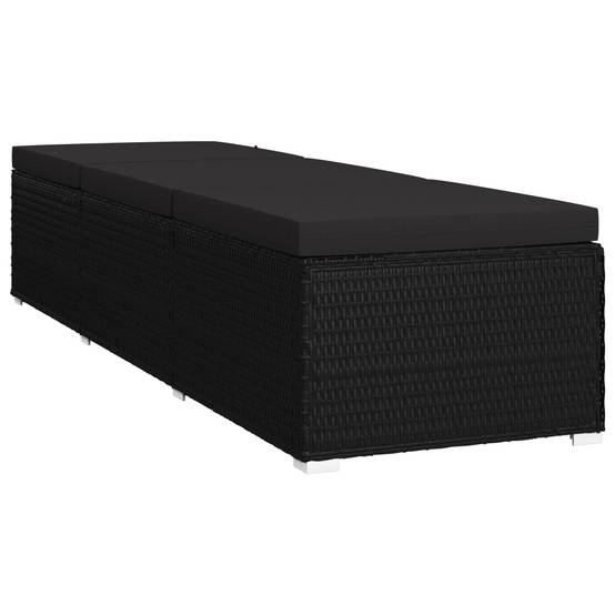 Helloshop26 - Transat chaise longue bain de soleil lit de jardin terrasse meuble d'extérieur avec coussin résine tressée noir - Imagen 2