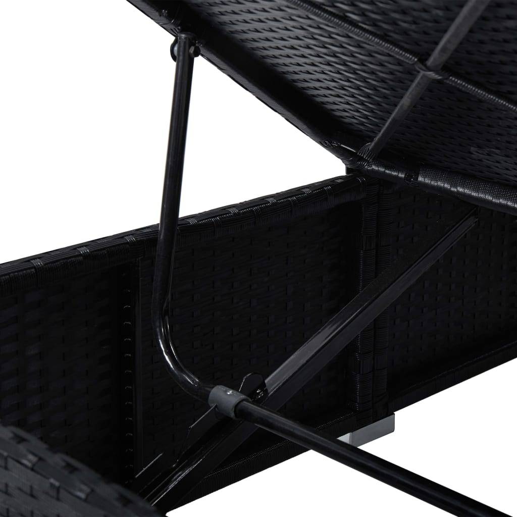 Helloshop26 - Transat chaise longue bain de soleil lit de jardin terrasse meuble d'extérieur avec coussin résine tressée noir - Imagen 6