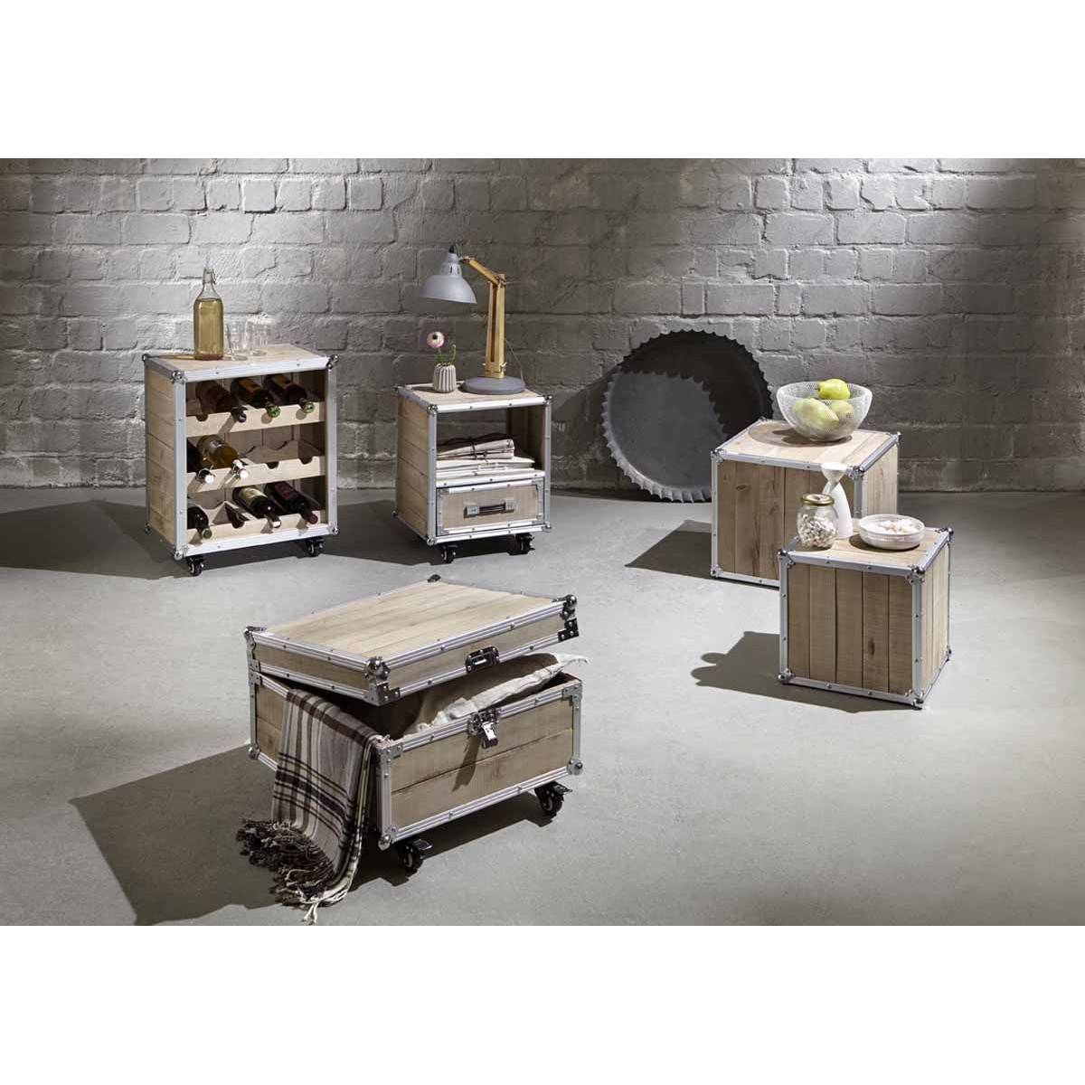 Meuble Range Bouteilles "Mallette" 63cm Naturel - Image 3
