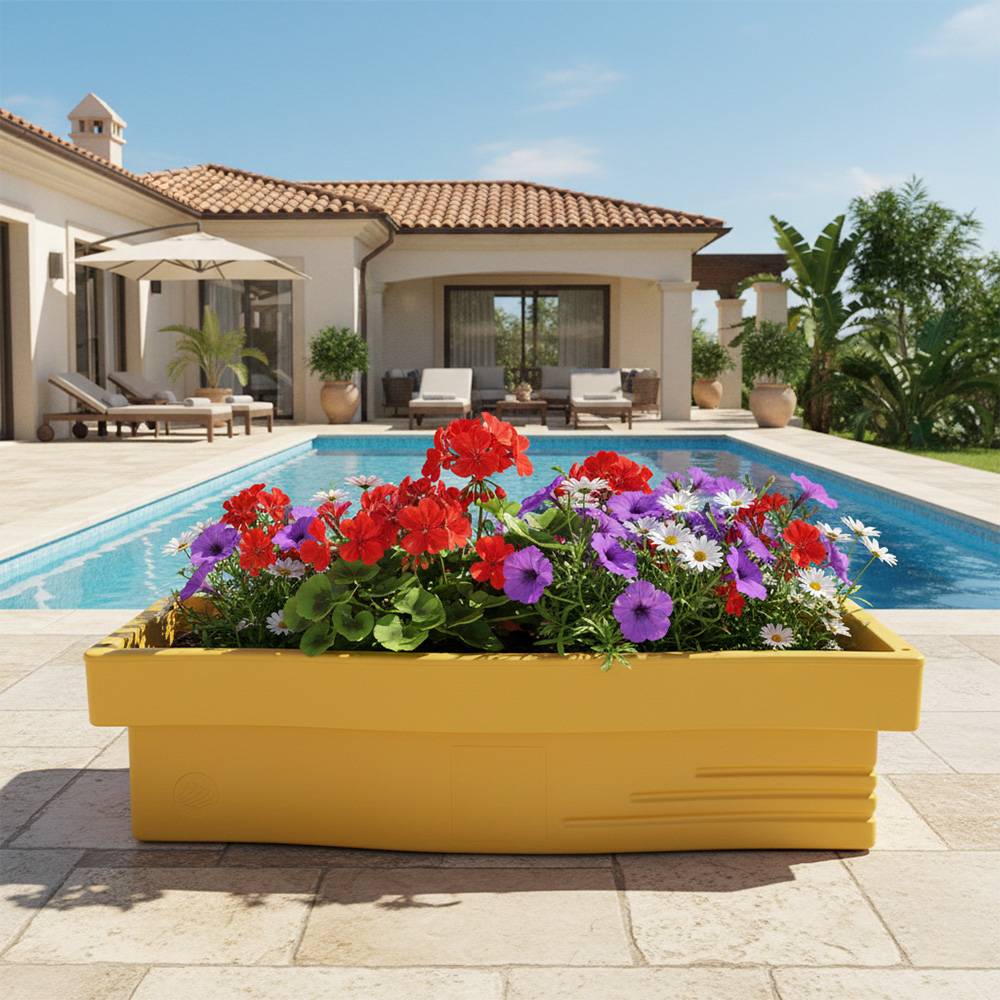Jardinière design effet pierre 70l avec réserve d'eau-plast'up rotomoulage - Imagen 4