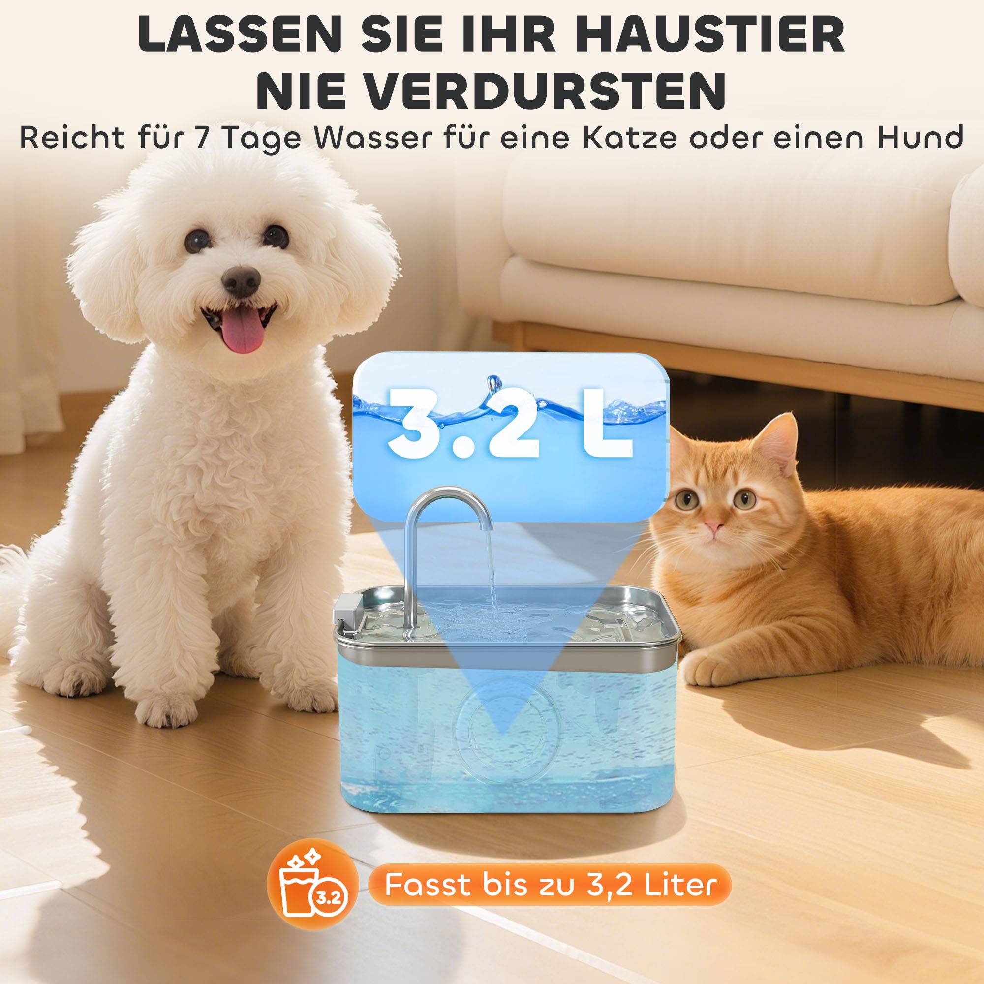 Fontaine à eau pour chat acier inoxydable gris 23 x 15.5 x 19.4 cm - PANGIVO - Image 8