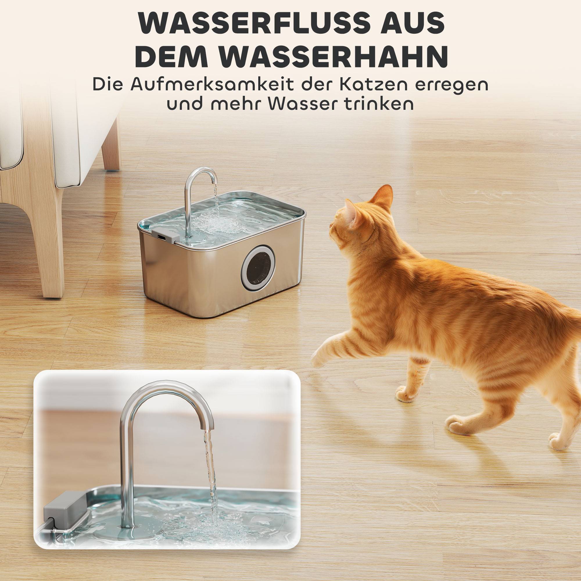 Fontaine à eau pour chat acier inoxydable gris 23 x 15.5 x 19.4 cm - PANGIVO - Image 7