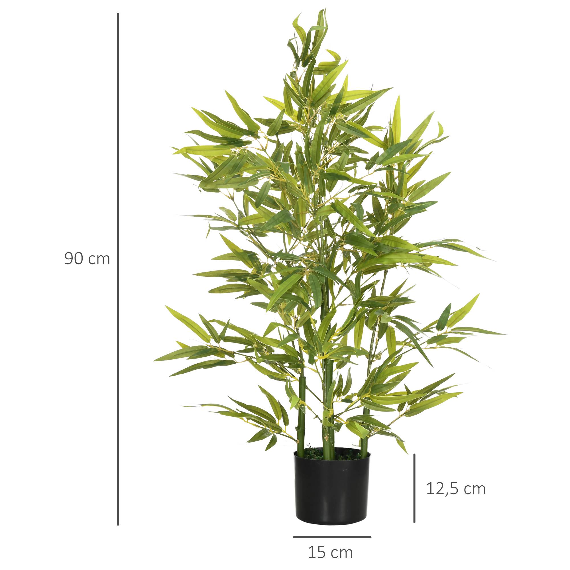 Bambou artificiel 90 cm vert, pot + tiges réalistes Ø15 cm - Image 5