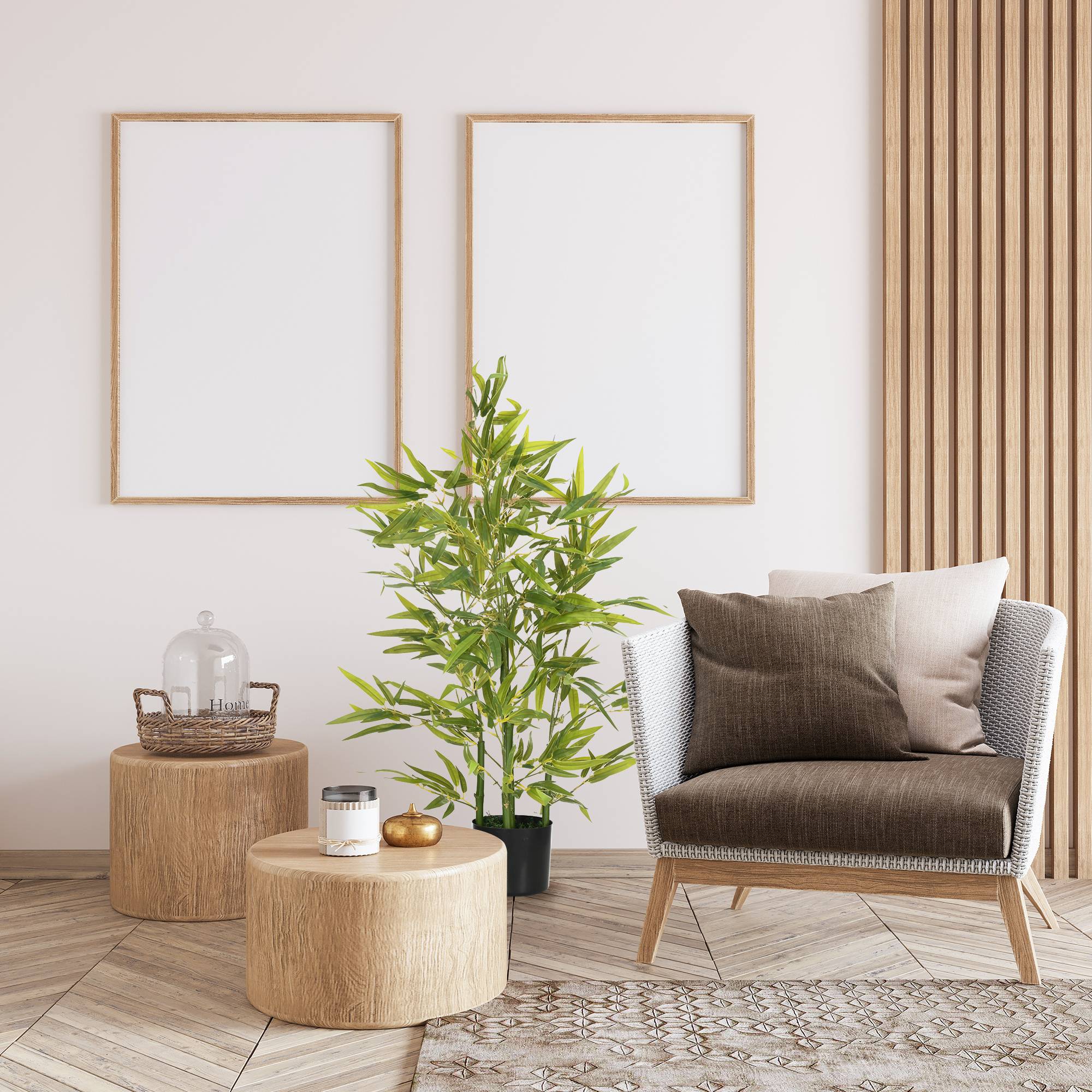 Bambou artificiel 90 cm vert, pot + tiges réalistes Ø15 cm - Image 3