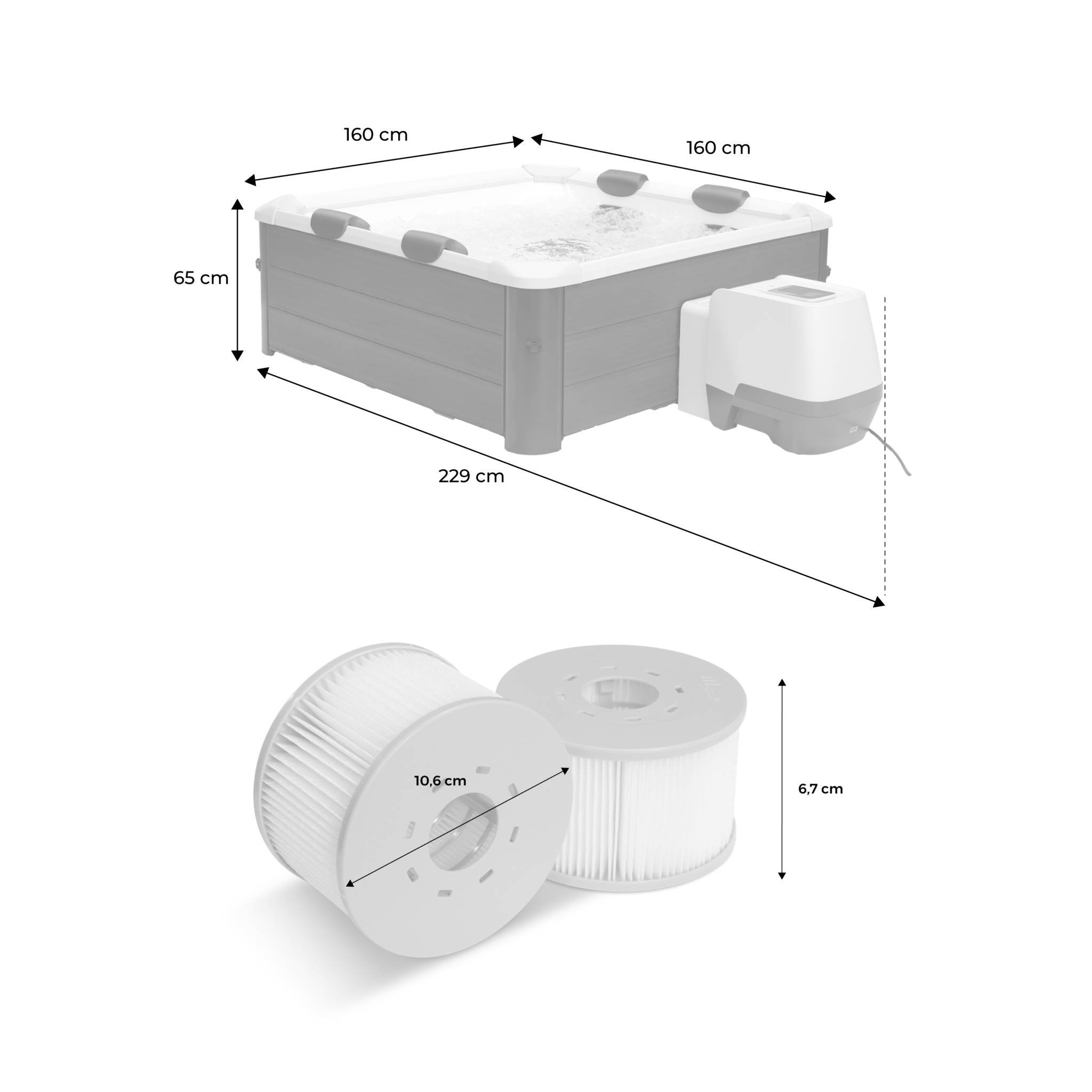 sweeek - Spa rigide MSPA 6 places 4 coussins hydromassages. 8 filtres et bâche incluse 160 cm x 65 cm | sweeek - Image 4