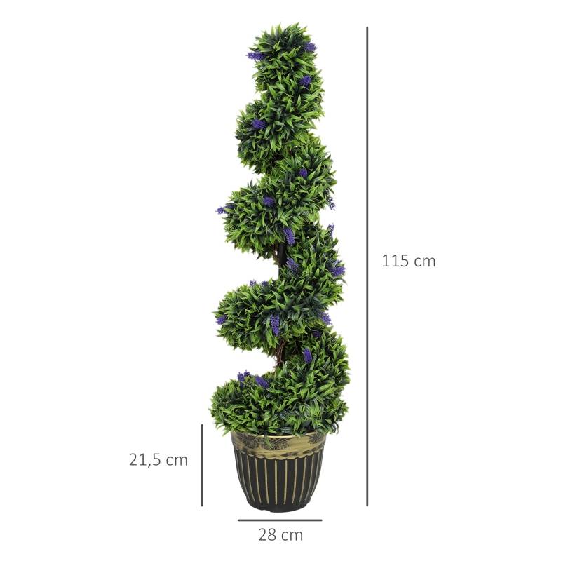 Lot 2 Plantes Artificielles Buis Spirale Déco Jardin Entrée Pot Lesté 115cm - ComfortXL Outdoor Living - Image 3