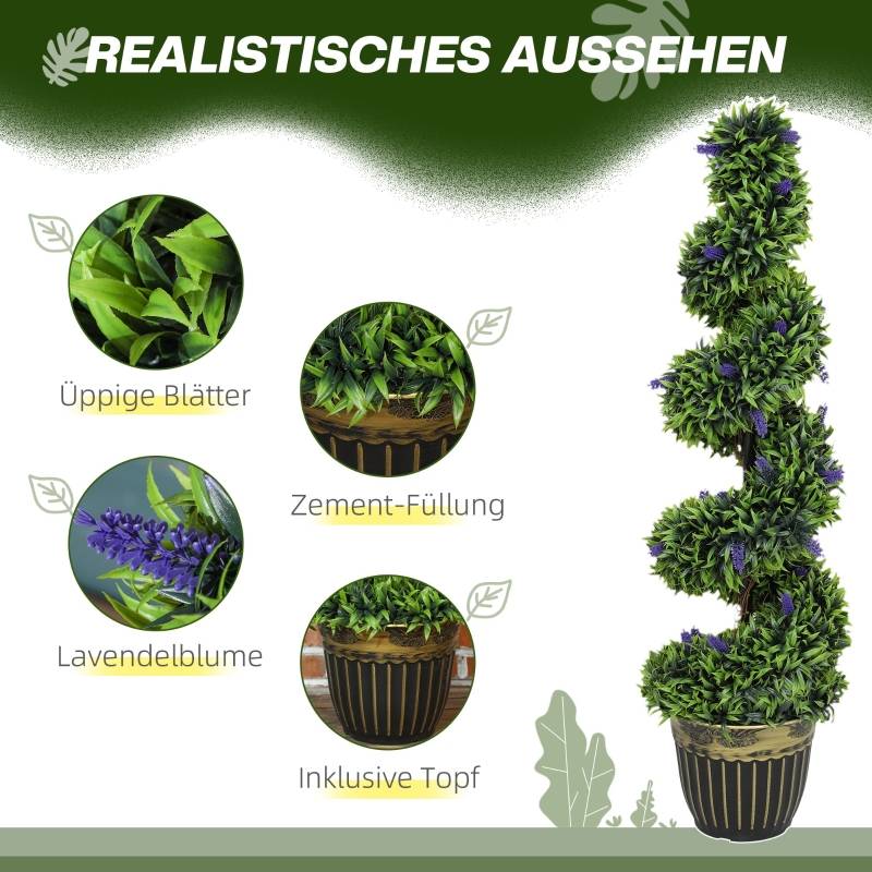Lot 2 Plantes Artificielles Buis Spirale Déco Jardin Entrée Pot Lesté 115cm - ComfortXL Outdoor Living - Image 4