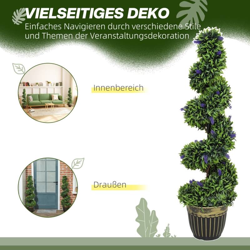 Lot 2 Plantes Artificielles Buis Spirale Déco Jardin Entrée Pot Lesté 115cm - ComfortXL Outdoor Living - Image 5