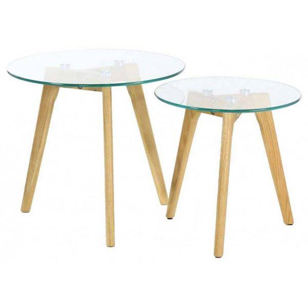 The Home Deco Factory - Tables gigognes en verre trempé (Lot de 2) The Home Deco Factory