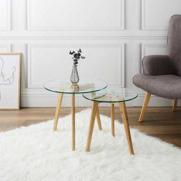 The Home Deco Factory - Tables gigognes en verre trempé (Lot de 2) The Home Deco Factory - Image 2
