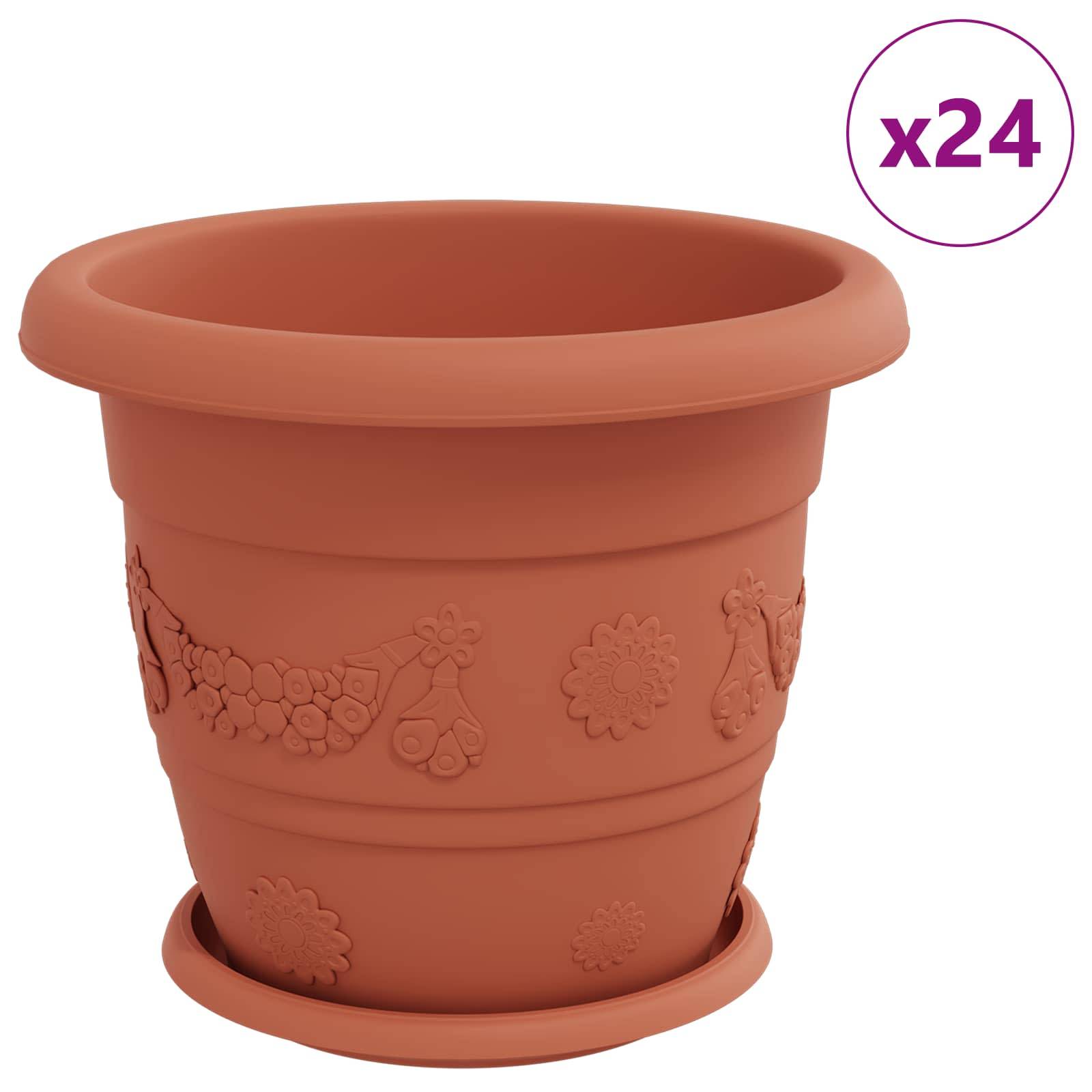 Pots de plantes 24 pcs | Bac à fleurs Rouge brique Ø 26 x 21.5 cm Plastique - Image 1