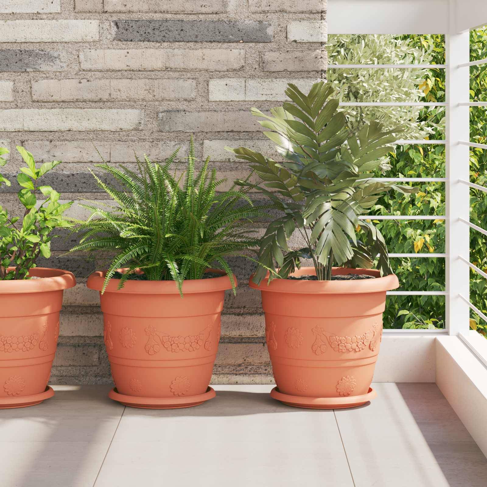 Pots de plantes 24 pcs | Bac à fleurs Rouge brique Ø 26 x 21.5 cm Plastique - Image 2