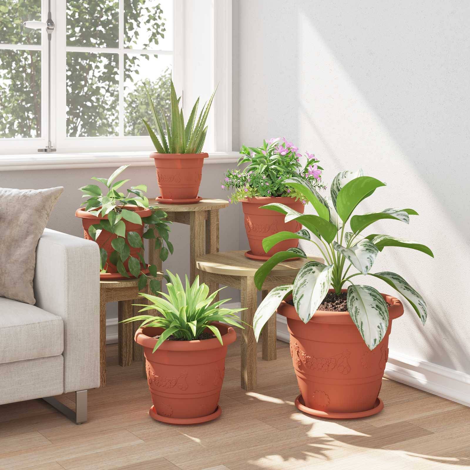 Pots de plantes 24 pcs | Bac à fleurs Rouge brique Ø 26 x 21.5 cm Plastique - Image 4