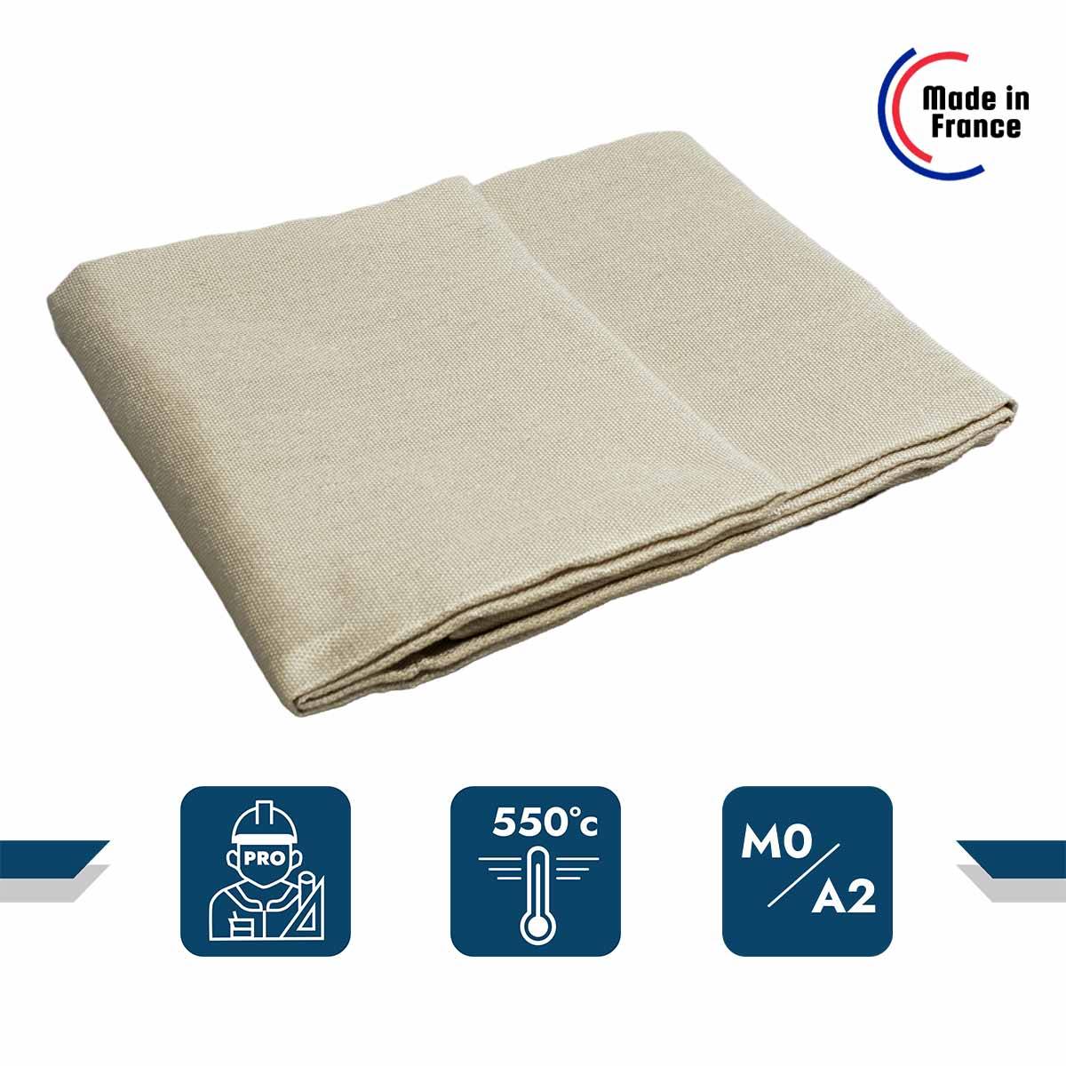 Toile Anti-Chaleur 2x2 m 550SD0 - Performance 550 degrés - Bâche de protection Soudure Ignifugée M0 Made In France TECPLAST - Imagen 2