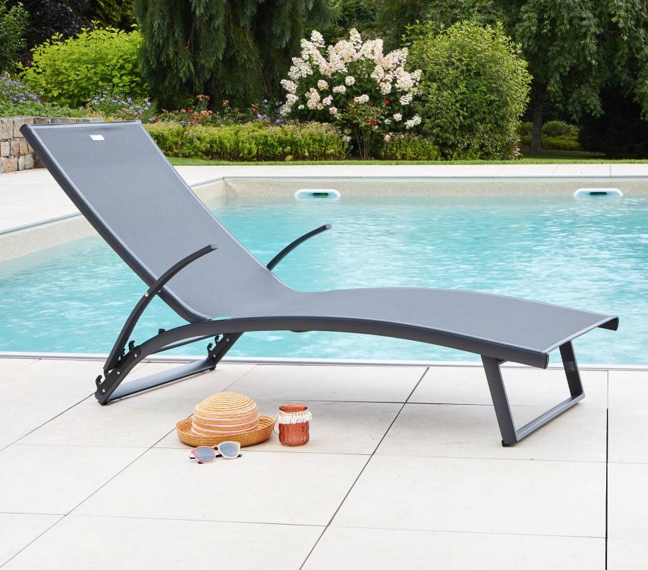 Lot de 2 transats de jardin en aluminium  gris anthracite  POLENCA - Imagen 1