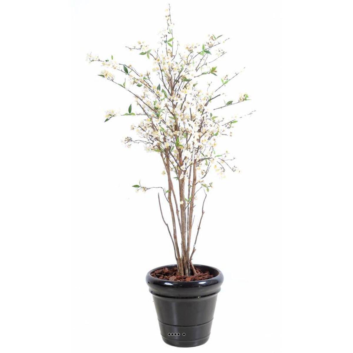 Artificielles - Cerisier en fleurs artificiel 10 troncs bois en pot H 150 cm