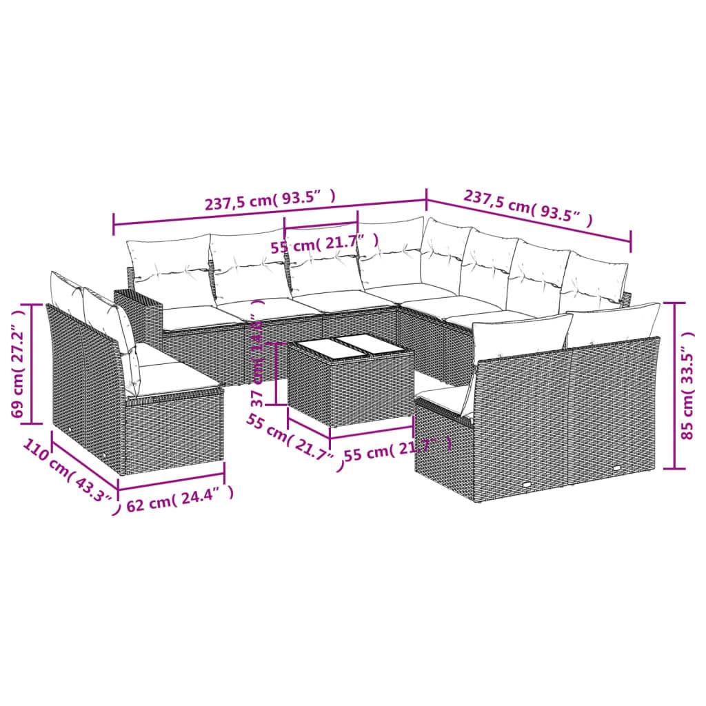Salon de jardin bas 12 pcs Résine Tressée Gris Clair avec Table et Coffres de Rangement – ComfortXL Outdoor Living - Image 3